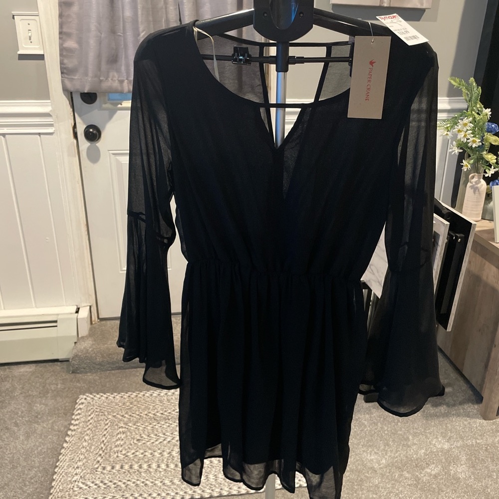 Paper Crane Elegant Black Dress